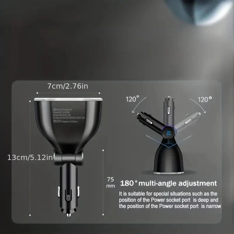 Y&D Dual USB Car Charger PD 3.0 Fast Charging Adapter, 2 Port LCD Display 12V/24V Automobile Charger Socket, Car Styling Power Delivery for Phones & Tablets - Image 3